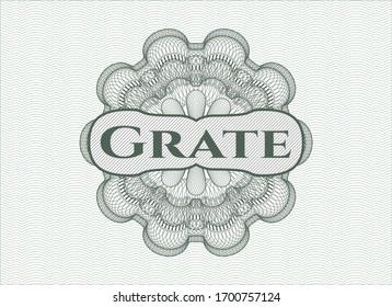 Rosette im Stil von grünem Geld mit Text Grate im Inneren