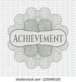 Green money style rosette with text Achievement inside
