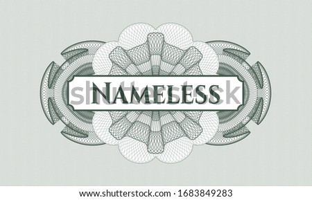 Green money style rosette with text Nameless inside