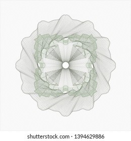 Green money style rosette. Vector Illustration. Detailed.