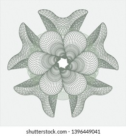 Green money style rosette. Vector Illustration. Detailed.