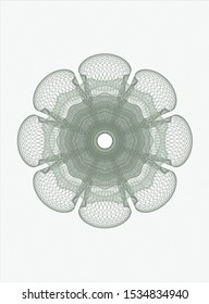 Green money style rosette. Vector Illustration. Detailed.