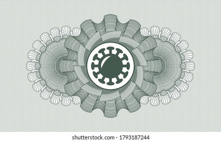 Rosette estilo dinero verde. Ilustración vectorial. Detallado con el icono de coronavirus dentro