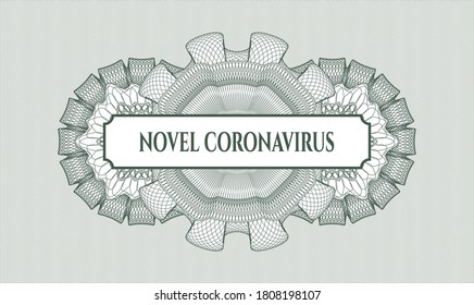 Rosette estilo dinero verde. Ilustración vectorial. Detallado con el texto Novel Coronavirus dentro