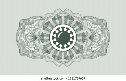 Rosette estilo dinero verde. Ilustración vectorial. Detallado con el icono de coronavirus dentro