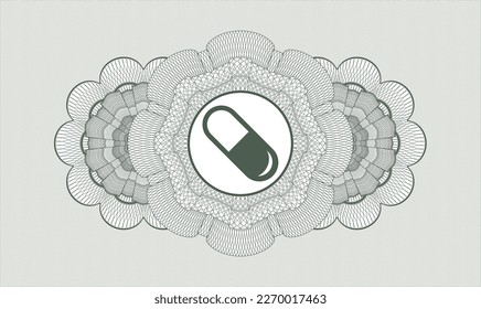 Rosette estilo dinero verde. Ilustración vectorial. Detallado con el icono de la píldora dentro