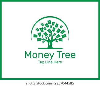 Green Money Tree Logo und Geld Logo Design Vektorformat