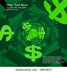 Green money vector 3D background (text easily replaced with your own copy)