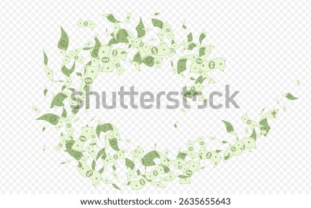Green Money Vector Transparent Background. Fly Currency Magazine. Business Swirl Finance Card. Paper Cash Abundance Flyer.