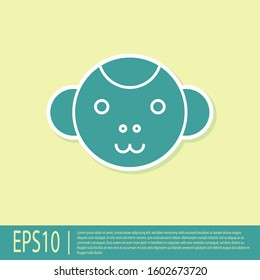 Green Monkey zodiac sign icon isolated on yellow background. Astrological horoscope collection.  Vector Illustration