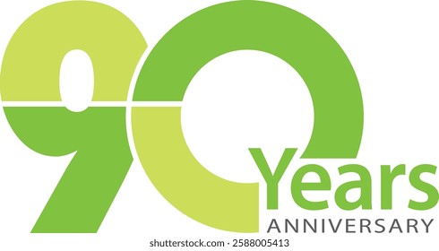 Green monochrome color number 90 with word years anniversary.