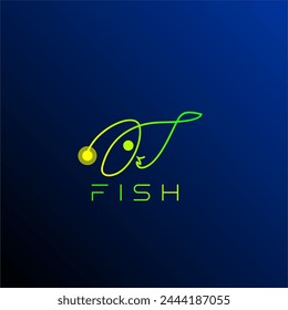 Green monoline Anglerfish fish logo