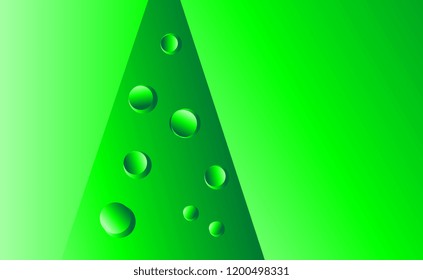 Green monophonic Christmas background with green tree and ornaments from Tree balls. Multicolored for New Years. Vector illustration for design and decorating. Xmas card.