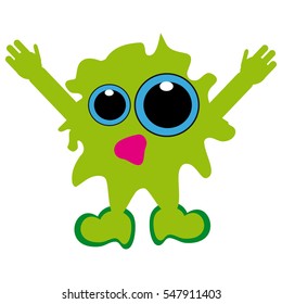 Green monster bacillus on white background. Vector illustration.