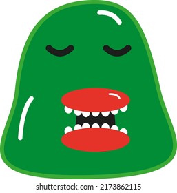 Green Monster With Big Mouth, Illustration, Vector On A White Background.