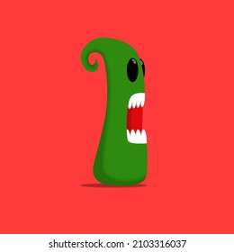 green monster with black eyes and angry expression