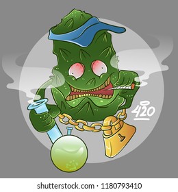 Green Monster Cannabis Weed Cartoon Mascot