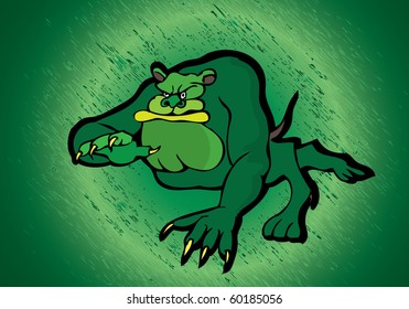 Caricatura de monstruo verde