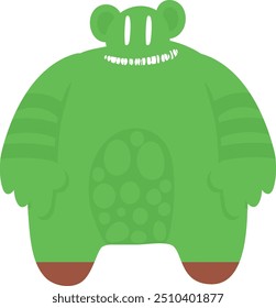 Green monster cartoon character. Fluffy alien creature