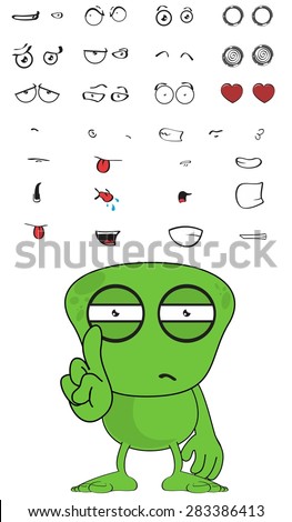 green monster cartoon expressions set in vector format very easy to edit
