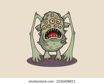 green monster cartoon vector illustration