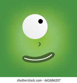 green monster character face vector art illustration