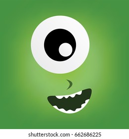 green monster character face vector art illustration