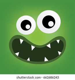 green monster character face vector art illustration