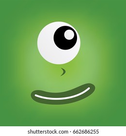 green monster character face vector art illustration