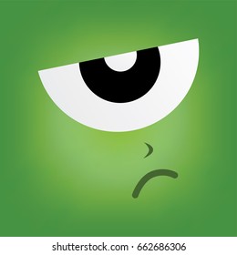 green monster character face vector art illustration