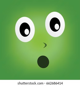 green monster character face vector art illustration
