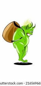 Ilustrador de diseño de vectores de carácter monstruo verde