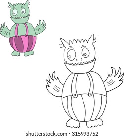 Green monster color and contour vector illustration