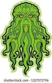 Green Monster Cthulhu . Vector