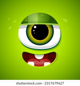 green monster face vector emotion close