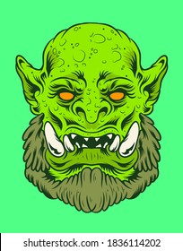 Monstruo verde con imagen vectorial de los Fangs