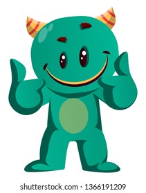 Green monster giving two thumbs up vector illustration
