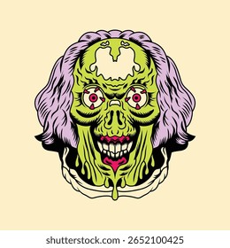 Green Monster Head Vector Illustration