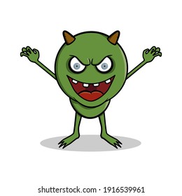 The green monster illustration is a scary monster, suitable for magazines, advertisements, products, etc.