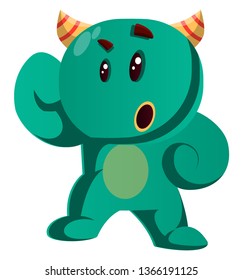 Green monster looking confusedvector illustration