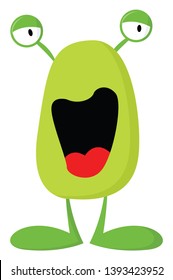 A green monster in a loud laughing face vector color drawing or illustration