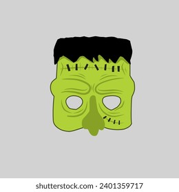 imagen de diseño vectorial de máscara verde monstruo adecuada para el horror, halloween, temas de vacaciones