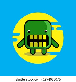 green monster on a blue background. suitable for children's drawings, t-shirt screen printing, book covers. eps file