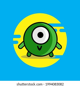 green monster on a blue background. suitable for children's drawings, t-shirt screen printing, book covers. eps file