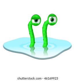Green monster in puddle - EPS 10 vector icon