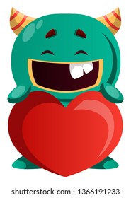 Grünes Monster mit Liebe, Vektorgrafik