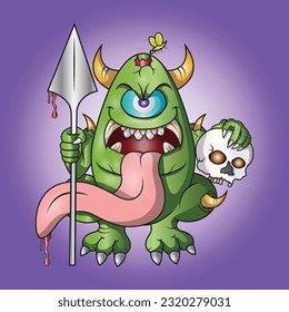 green monster with a spear in hand