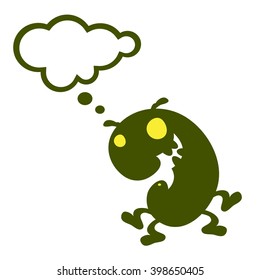 Green monster with speech bubble