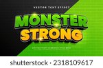 Green monster strong editable vector text effect, with cartoon comic style.