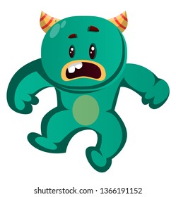 El monstruo verde es una ilustración vectorial sorprendida